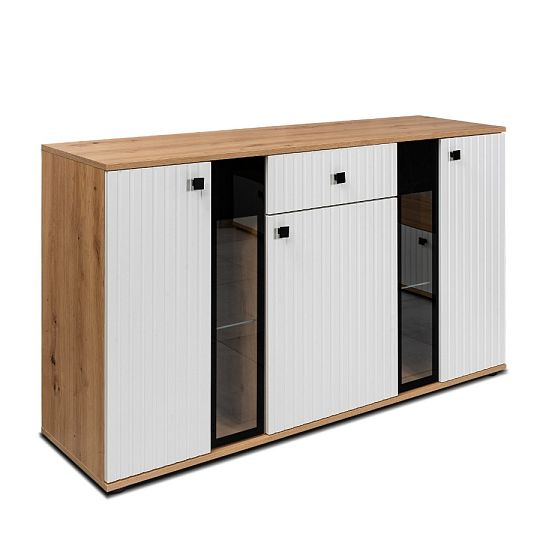 SORENTA NEW LAMELY komoda, dub artisan/bílá