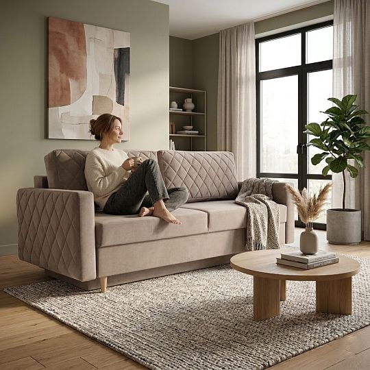 LENA rozkládací pohovka, béžová Noel 17