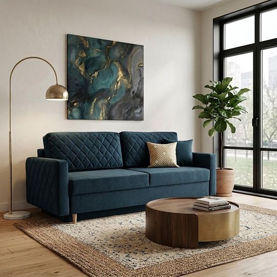 LENA rozkládací pohovka, tmavě modrá Noel 16