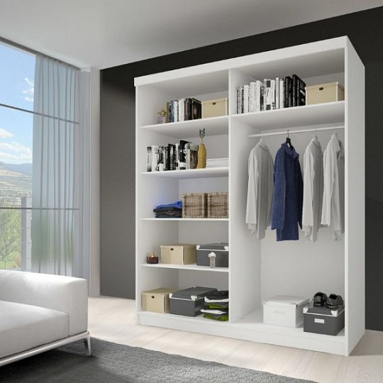 LAMESA C šatní skříň se zrcadlem 150, dub sonoma/černá/dub/zrcadlo