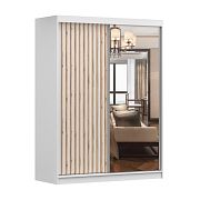 LAMESA B šatní skříň se zrcadlem 150, bílá/bílá/dub/zrcadlo