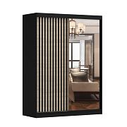 LAMESA S šatní skříň se zrcadlem 150, černá/dub sonoma/černá/zrcadlo