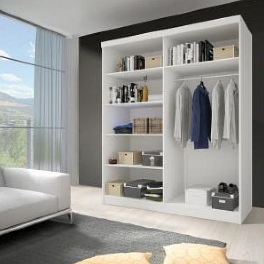 LAMESA S šatní skříň se zrcadlem 150, černá/dub sonoma/černá/zrcadlo