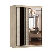 LAMESA S šatní skříň se zrcadlem 150, dub sonoma/dub sonoma/černá/zrcadlo