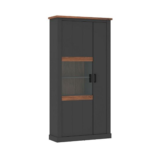 PERUGIO V02L vysoká vitrína, levá, antracit/dub amaretto hudson