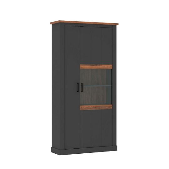 PERUGIO V02P vysoká vitrína, pravá, antracit/dub amaretto hudson