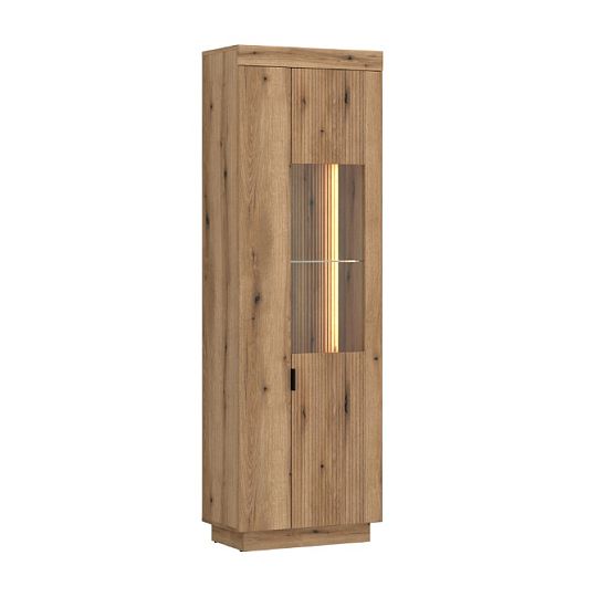 DABLIN V01P vysoká vitrína + LED, pravá, dub coast evoke