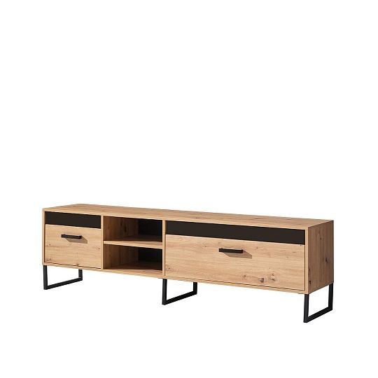 LINCOLN 7 televizní stolek, dub artisan/duba artisan lamely/černá