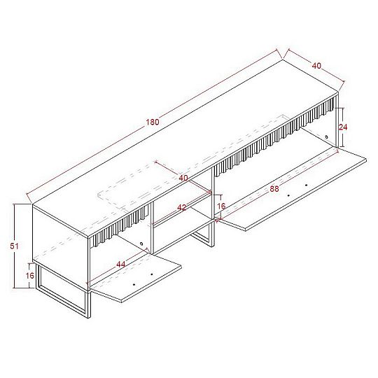 LINCOLN 7 televizní stolek, dub artisan/duba artisan lamely/černá