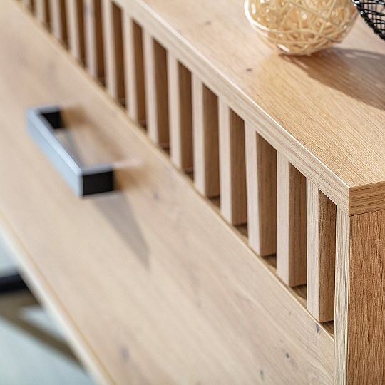 LINCOLN 7 televizní stolek, dub artisan/duba artisan lamely/černá