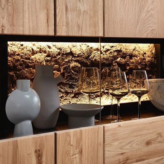 NEAPOL 22 komoda 3W2S, dub bianco olejovaný kartáčovaný/kůra korkové dřevo