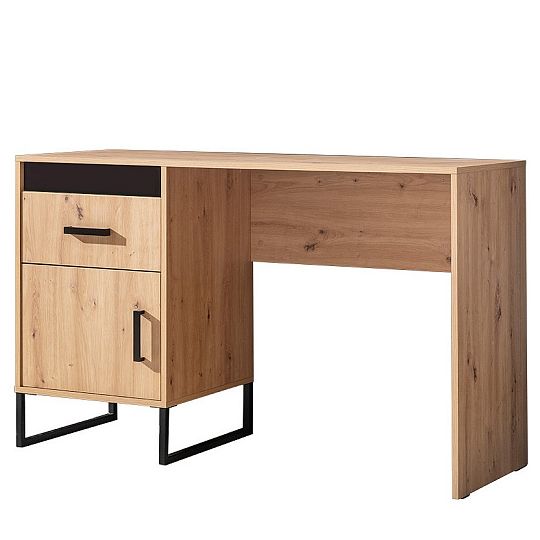 LINCOLN 09 psací stůl, dub artisan/duba artisan lamely/černá