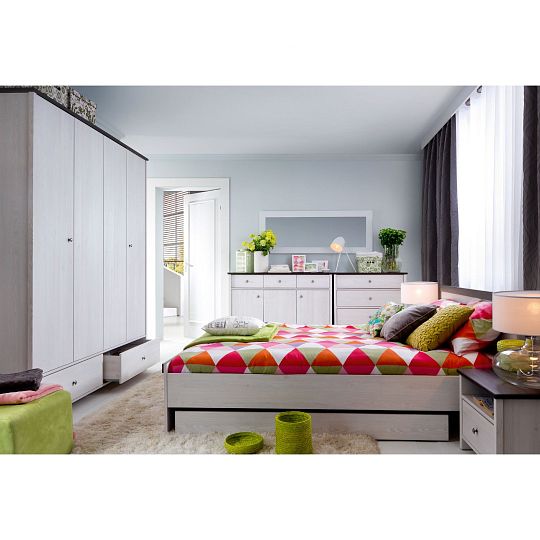 PORTO II NEW 016 postel 140 cm + rošt, modřín světlý/borovice larico