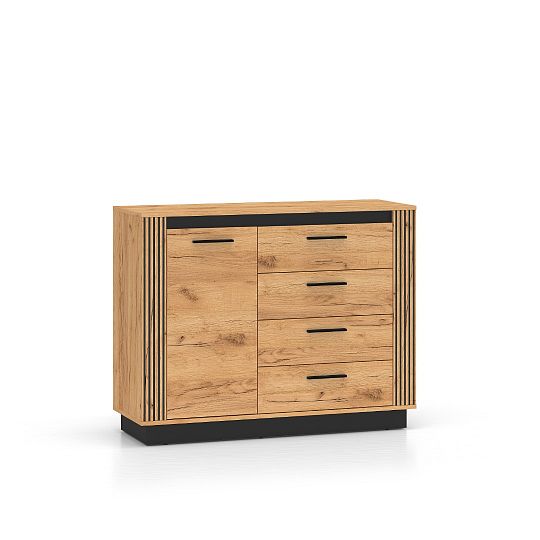 ODESSA 07 komoda, dub craft zlatý/černá
