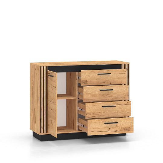 ODESSA 07 komoda, dub craft zlatý/černá