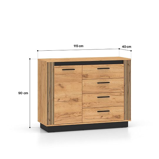 ODESSA 07 komoda, dub craft zlatý/černá