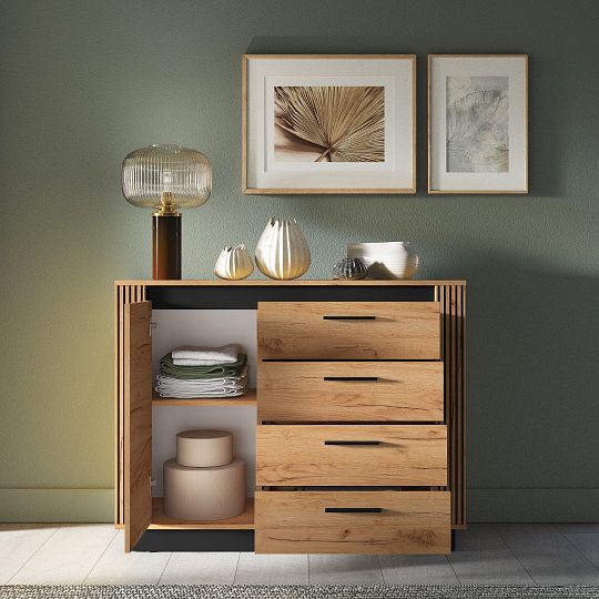 ODESSA 07 komoda, dub craft zlatý/černá