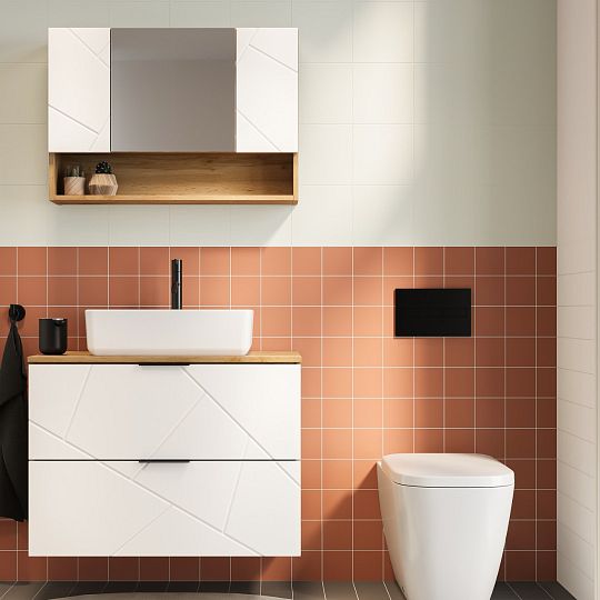 AMAZONIE 38 závěsná skříňka pod umyvadlo 80 cm, dub wotan/bílá