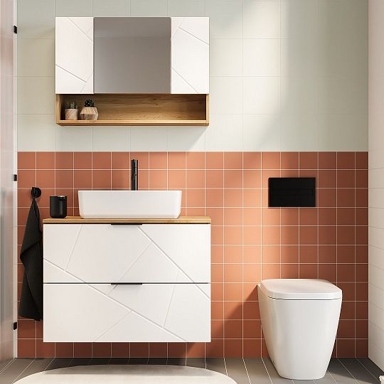 AMAZONIE 58 zrcadlová skříňka, dub wotan/bílá