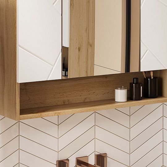 AMAZONIE 58 zrcadlová skříňka, dub wotan/bílá