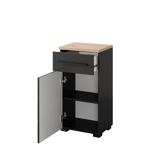 SHEFIELD 45 nízká skříňka, dub artisan/černá mat