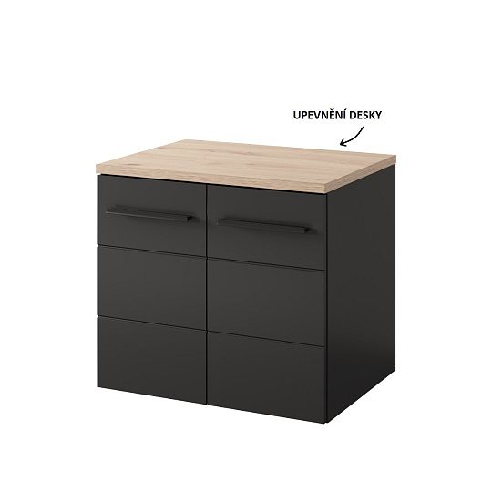 SHEFIELD 88 deska na umyvadlovou skříňku 80 cm, dub artisan