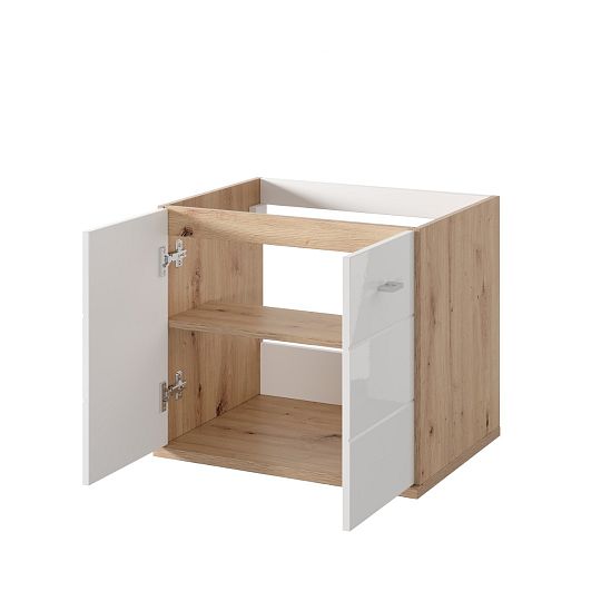 ORFA SILONÉ 36 závěsná skříňka pod umyvadlo 60 cm, dub artisan/bílý vysoký lesk