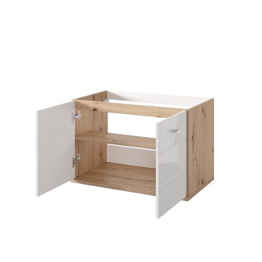 ORFA SILONÉ 38 závěsná skříňka pod umyvadlo 80 cm, dub artisan/bílý vysoký lesk