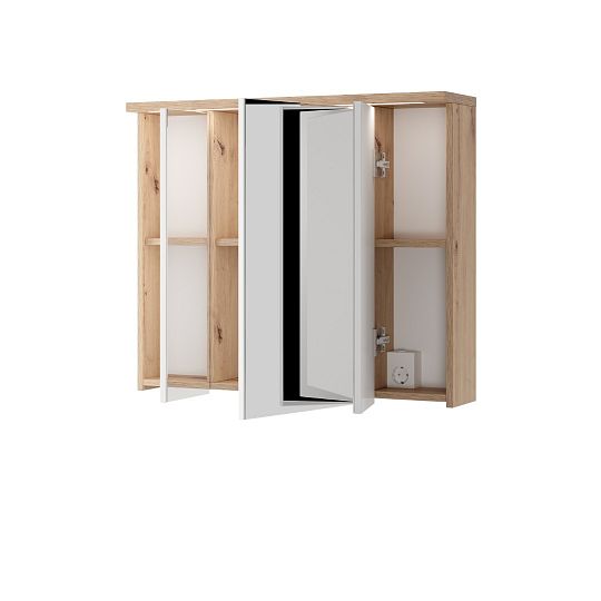 ORFA SILONÉ 58 zrcadlová skříňka, dub artisan/bílý vysoký lesk