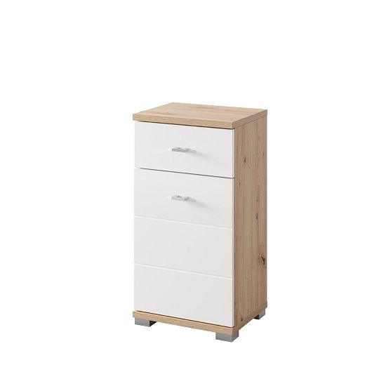 ORFA SILONÉ 45 nízká skříňka, dub artisan/bílý vysoký lesk