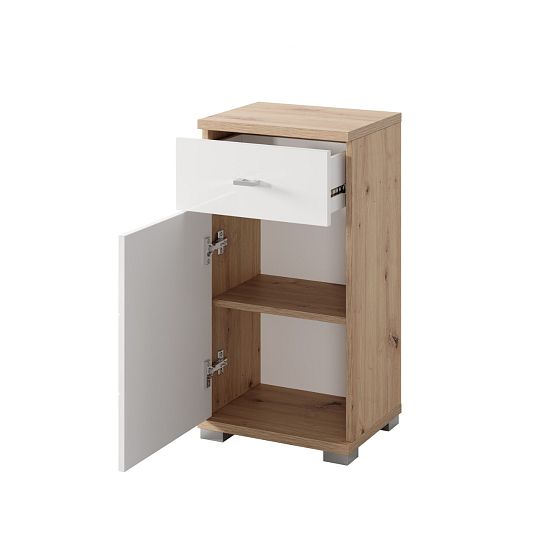 ORFA SILONÉ 45 nízká skříňka, dub artisan/bílý vysoký lesk
