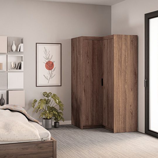 EVERLY rohová šatní skříň 2D, dub lefkas