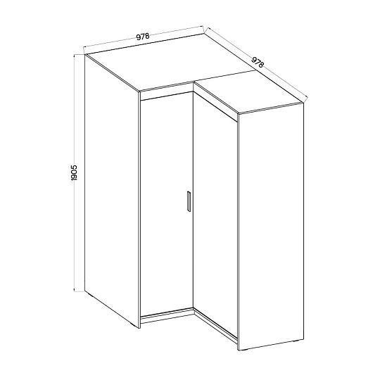 EVERLY rohová šatní skříň 2D, dub lefkas