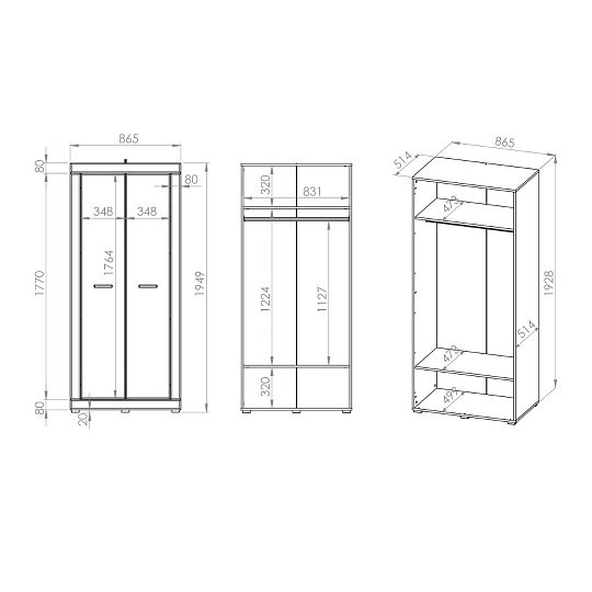 DAKAR 01 šatní skříň, dub pobřežní