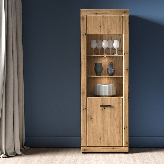 DAKAR 02 vysoká vitrína, univerzální, dub pobřežní