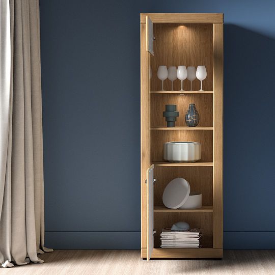 DAKAR 02 vysoká vitrína, univerzální, dub pobřežní