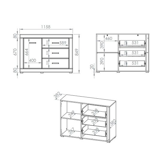DAKAR 05 komoda, dub pobřežní