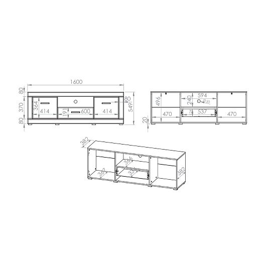 DAKAR 06 televizní stolek, dub pobřežní