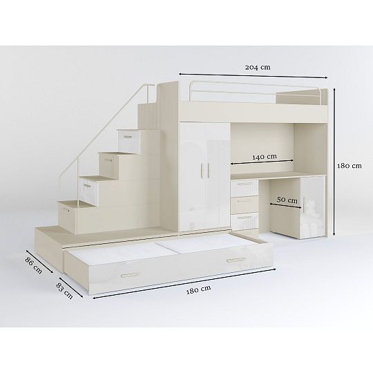 ROSA 5 dětský pokoj, univerzální, kašmír/bílá lesk