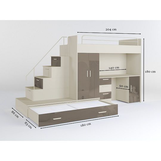 ROSA 5 dětský pokoj, univerzální, kašmír/šedá lesk