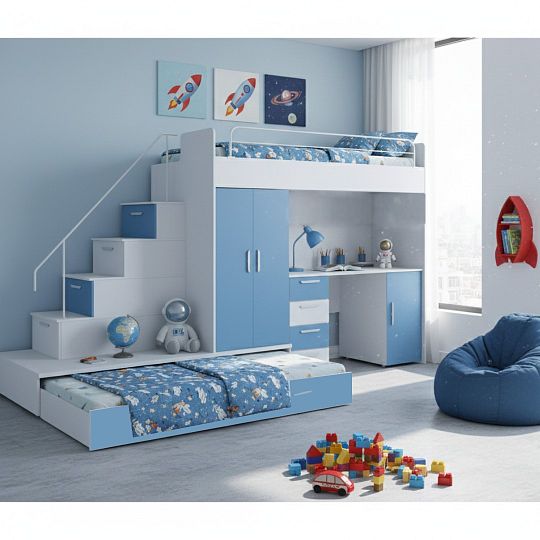 ROSA 5 dětský pokoj, univerzální, bílá/modrá