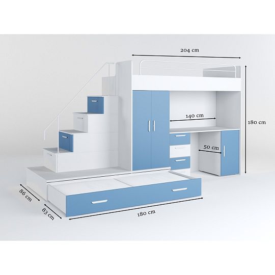 ROSA 5 dětský pokoj, univerzální, bílá/modrá