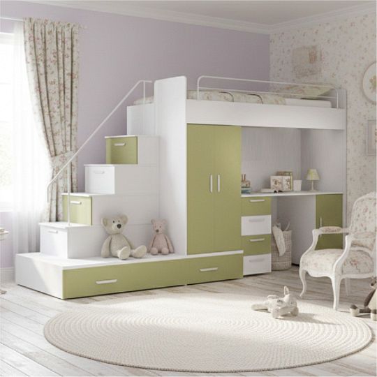 ROSA 5 dětský pokoj, univerzální, bílá/olivová