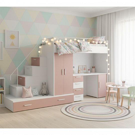 ROSA 5 dětský pokoj, univerzální, bílá/antická růžová