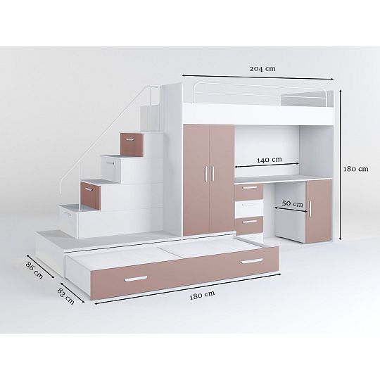 ROSA 5 dětský pokoj, univerzální, bílá/antická růžová