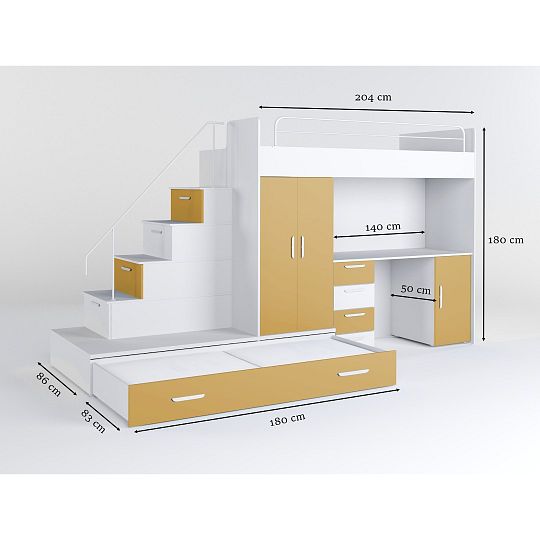 ROSA 5 dětský pokoj, univerzální, bílá/kari žluá