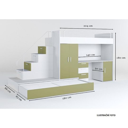 ROSA 5 dětský pokoj, univerzální, bílá/mátová lesk