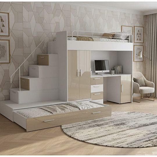 ROSA 5 dětský pokoj, univerzální, bílá/béžová lesk