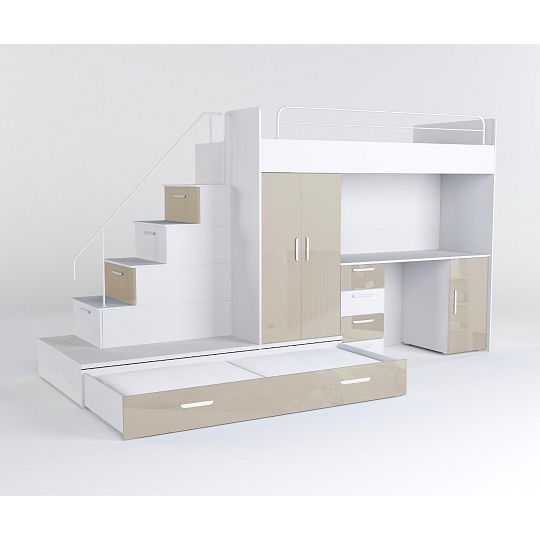 ROSA 5 dětský pokoj, univerzální, bílá/béžová lesk