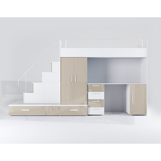 ROSA 5 dětský pokoj, univerzální, bílá/béžová lesk